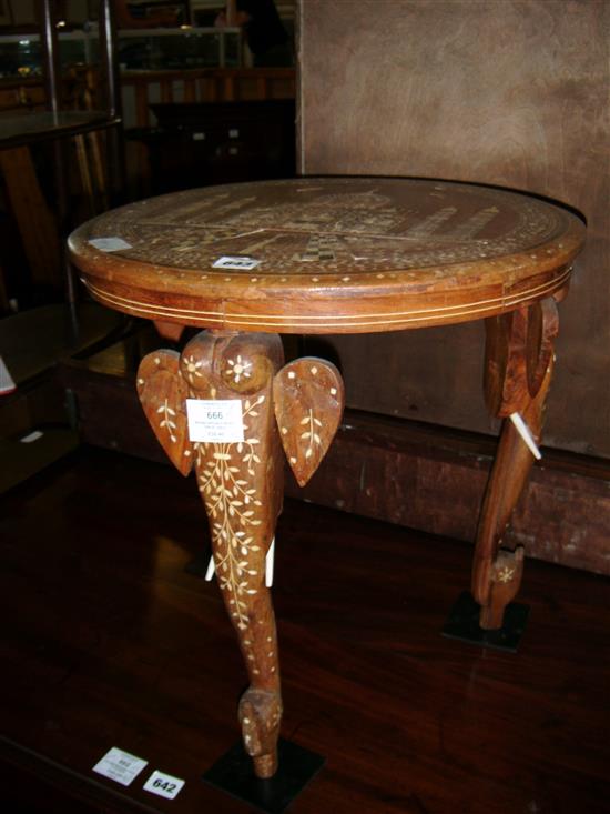 Indian circualr inlaid tripod table